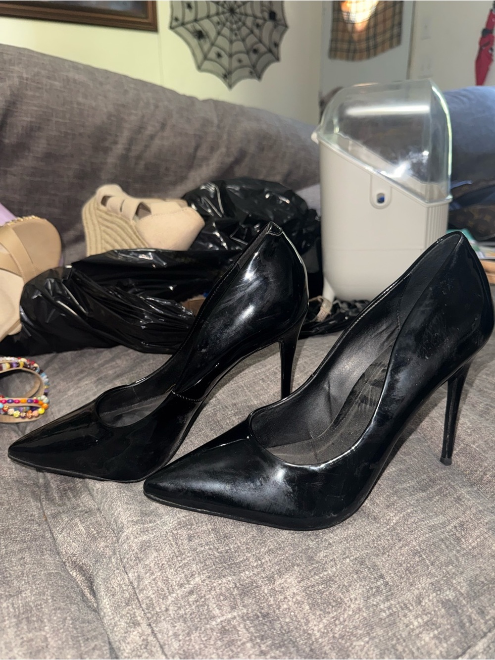 Steve Madden Daisie Black Patent Pointed Toe Pumps Heels Size 10